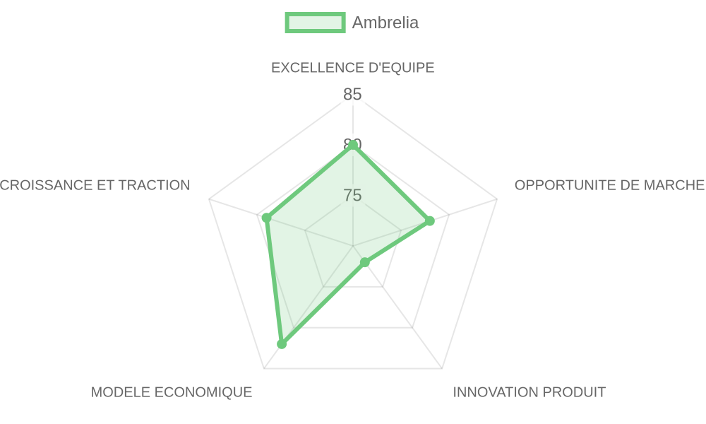 Radar d'évaluation Ambrelia — équipe, marché, produit, modèle, traction