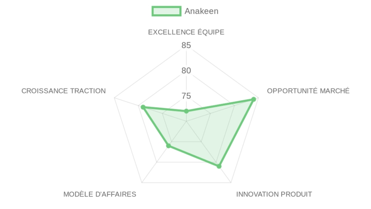 Radar d'évaluation Anakeen — équipe, marché, produit, modèle, traction