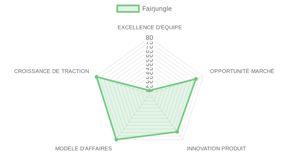 Radar d'évaluation Fairjungle — équipe, marché, produit, modèle, traction